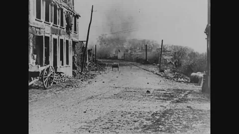 Scenes of damage buildings during war - 1917 Stock Footage 93367468