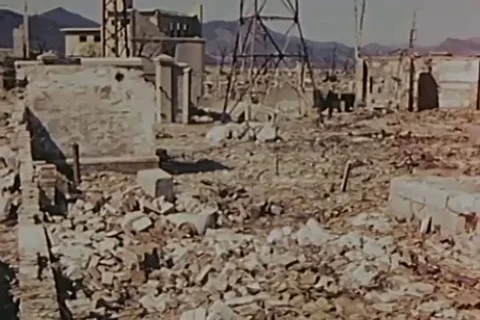Scenes of damaged areas due to blast effects in Hiroshima - 1946 Stock Footage 103372050