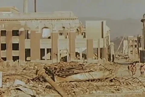 Scenes of damaged buildings due to blast effects in Hiroshima - 1946 Stock Footage 103372169
