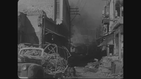 Scenes of damaged caused during Religious Violence - 1966 Stock Footage 93370687