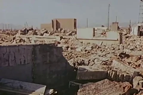Scenes of destroyed areas due to blast effects in Hiroshima - 1946 Stock Footage 103371988