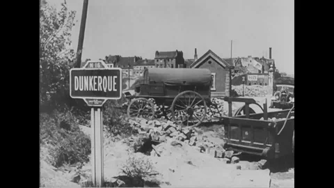 Scenes of destroyed town of Dunkerque after WWII - 1940 Stock Footage 103601602