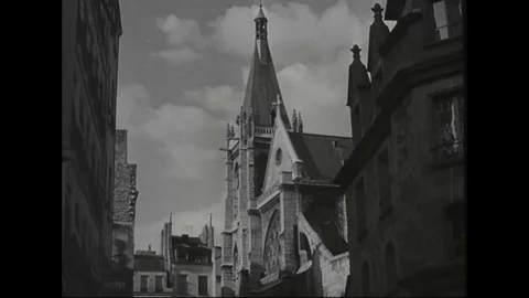 Scenes of different schools, library and university of Paris - 1950 Stock Footage 107130524
