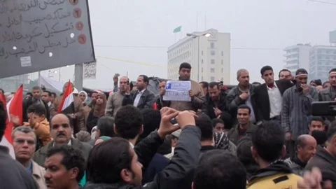 Scenes documenting public demands during the revolution Stock Footage 114762485