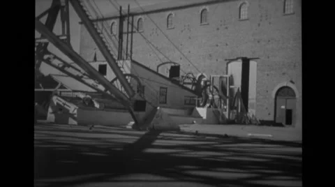 Scenes of factory exteriors and tower Stock Footage