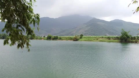 Scenes of forests, rivers, fields and clouds. Drone photo, Panoramic  Stock Footage 260588732