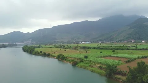 Scenes of forests, rivers, fields and clouds. Drone photo, Panoramic Stock Footage 260597111