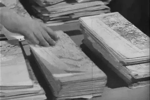 Scenes of group officer select map - 1944 Stock Footage 108319310