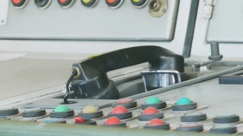 Scenes inside the control room of the bridge of a ship. Navigation dashboard  Stock-Footage 114625939