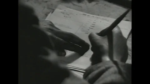 Scenes of interrogation of German prisoners of war at military camp - 1945 Stock Footage 91264726
