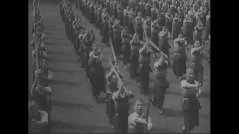 Scenes of Japanese Samurai practice and ancient Samurai for war - 1946 Stock Footage 99783350