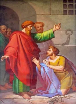 Scenes from the life of St. Paul: Conversion of the Jailer Stock Photos