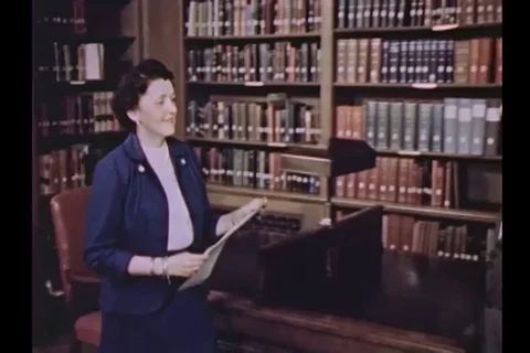 Scenes of military Intelligence study map in National Archives building - 1950 Vídeos de archivo 106244792