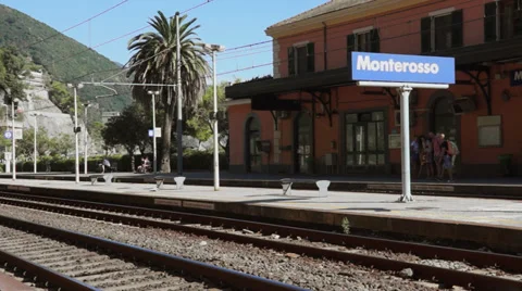 Scenes of the Monterosso Train Station (1 of 5) Stock Footage 32135601