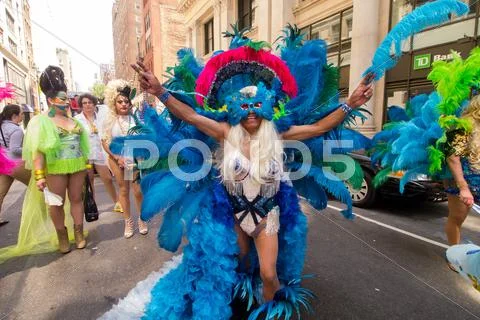 Scenes from the NYC Gay Pride Parade on June 29, 2014 in New York City. Stock Photos