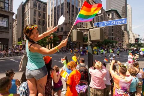 Scenes from the NYC Gay Pride Parade on June 29, 2014 in New York City. Foto stock