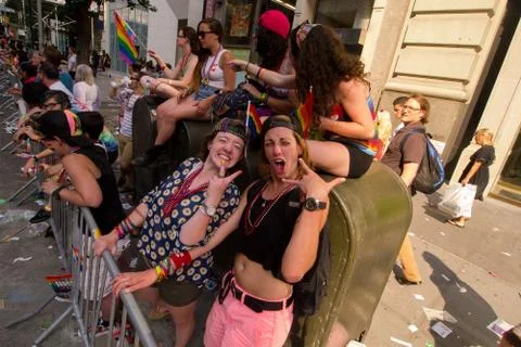 Scenes from the NYC Gay Pride Parade on June 29, 2014 in New York City. Stock Photos