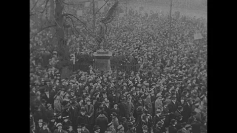 Scenes of parade and large crowd wave German flags Stock Footage 109546826