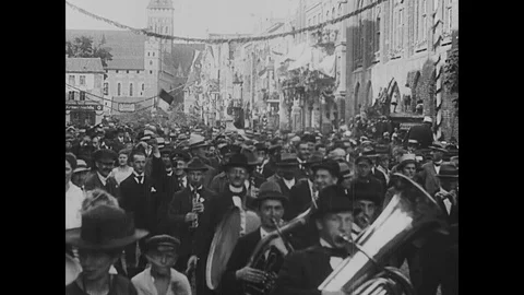 Scenes of parade passing through the German street Stock Footage 109546806