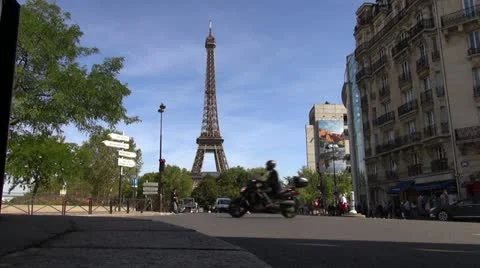 Scenes of Paris, views of the Eiffel Tower Stock Footage