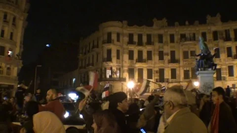 Scenes of peaceful protests calling for reform in Tahrir Stock Footage 114598979
