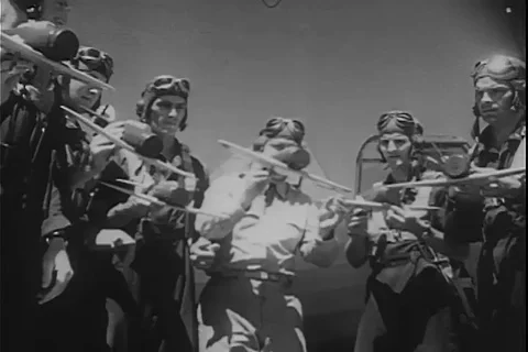 Scenes of pilots receive instructions and formation of AT-6's in flight - 1944 Stock Footage 103733220