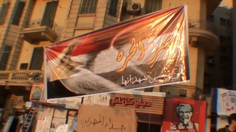 Scenes of popular protests in Tahrir Square Stock Footage 114595635