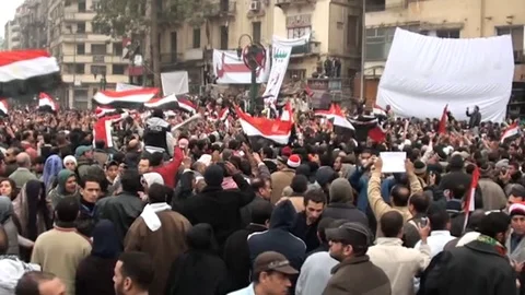 Scenes from protest stands in Cairo Stock Footage 114762342