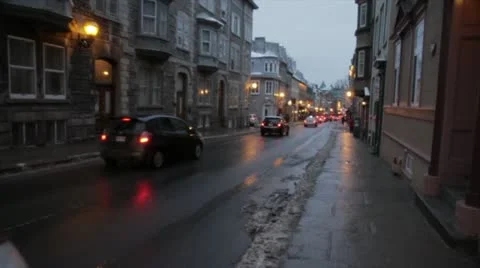 Scenes from Quebec City - walking down street in slow motion Stock Footage 21893561