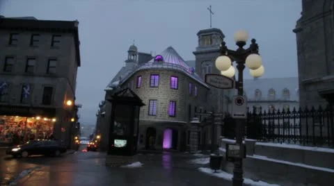 Scenes from Quebec City - walking in old Quebec City square in slow motion Stock Footage 21879385
