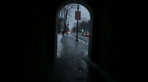 Scenes from Quebec City - walking through city gate in slow motion Stock Footage 21894122