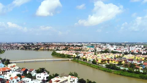 Scenes shot by drone, from above, wide Scenes filmed at Memory Island - Hoi An. Stock Footage 259672929