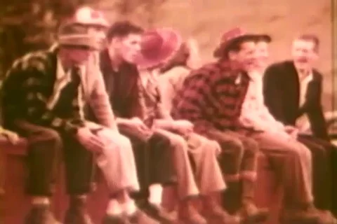 Scenes of a strongmen and fire eater shows his skills - 1958 Stock Footage 106709772