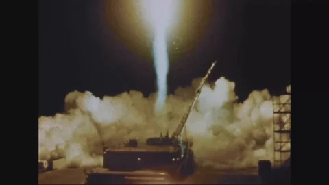 Scenes of Thor-Delta and Delta Syncom launch at space station - 1963 Stock Footage 90451900