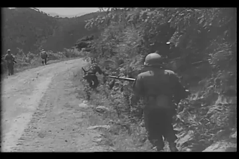 Scenes of U.S. soldiers engaged in war - 1950 Stock Footage 101910739