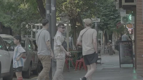 Scenes of various people walking along the streets of Buenos Aires, Argentina Stock-Footage 345137998