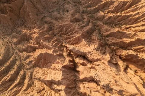 Scenic abstract patterns of a desert-like landscape of 'Mars' canyon Stock Photos