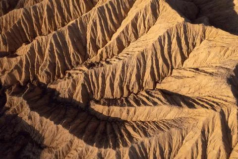 Scenic abstract patterns of a desert-like landscape of Ak-Say canyon Stock Photos