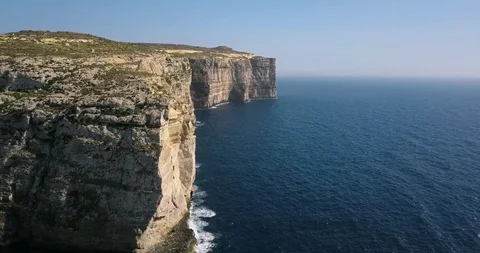 Scenic aerial view of dramatic high precipice with beautiful sea view. Drone top Stock Footage 91464572