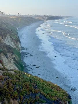 Scenic Aerial View Looking Down at Carlsbad State Beach Coastline Stock Photos