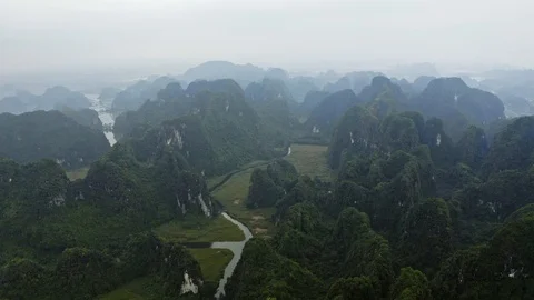 Scenic Aerial View Of Ninh Binh In Vietnam Stock Footage