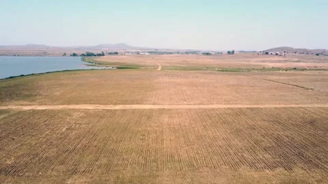 Scenic aerial view of open field Stock Footage 166807953