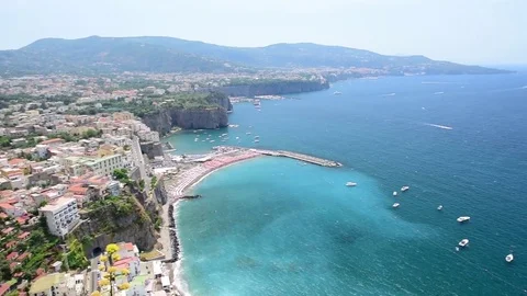 Scenic aerial view of Sorrento, Italy, during summertime Stock Footage
