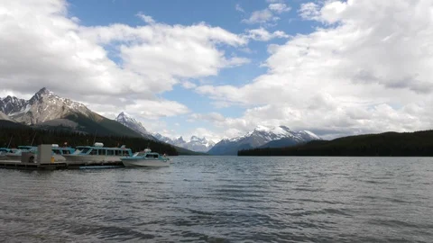 Scenic Alberta Mountain Lake 4K Jasper National Park Stock Footage