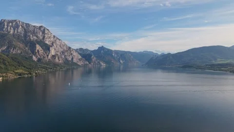 Scenic Alpine Lake Surrounded by Mountains in Austria Stock-Footage 345864418