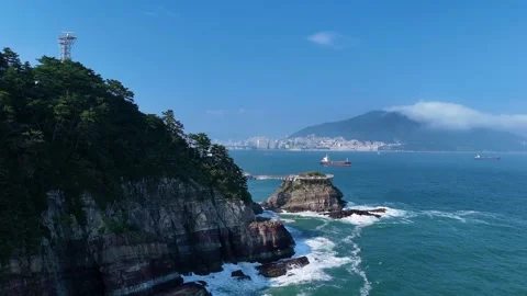 Scenic amnam park cliffs and coastline in busan south korea Stockbeeldmateriaal 341908769