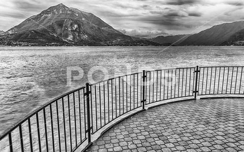 Scenic balcony over the landscape of Lake Como, Italy Stock Photos