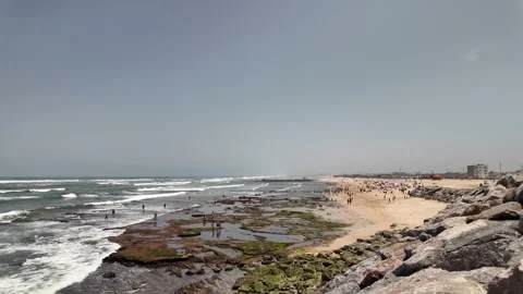 Scenic Beach View at Aïn Sebaâ – Casablanca Coastline, Morocco 스톡 동영상 311375609