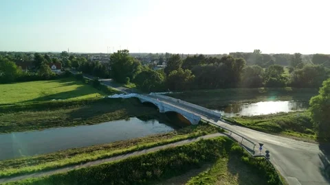 Scenic Bridge Over Tranquil River in Countryside Video stock 290807027