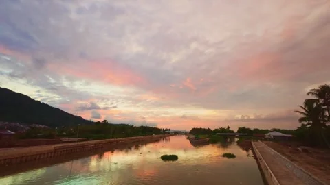 Scenic Canal View at Sunset Stock Footage 312059707
